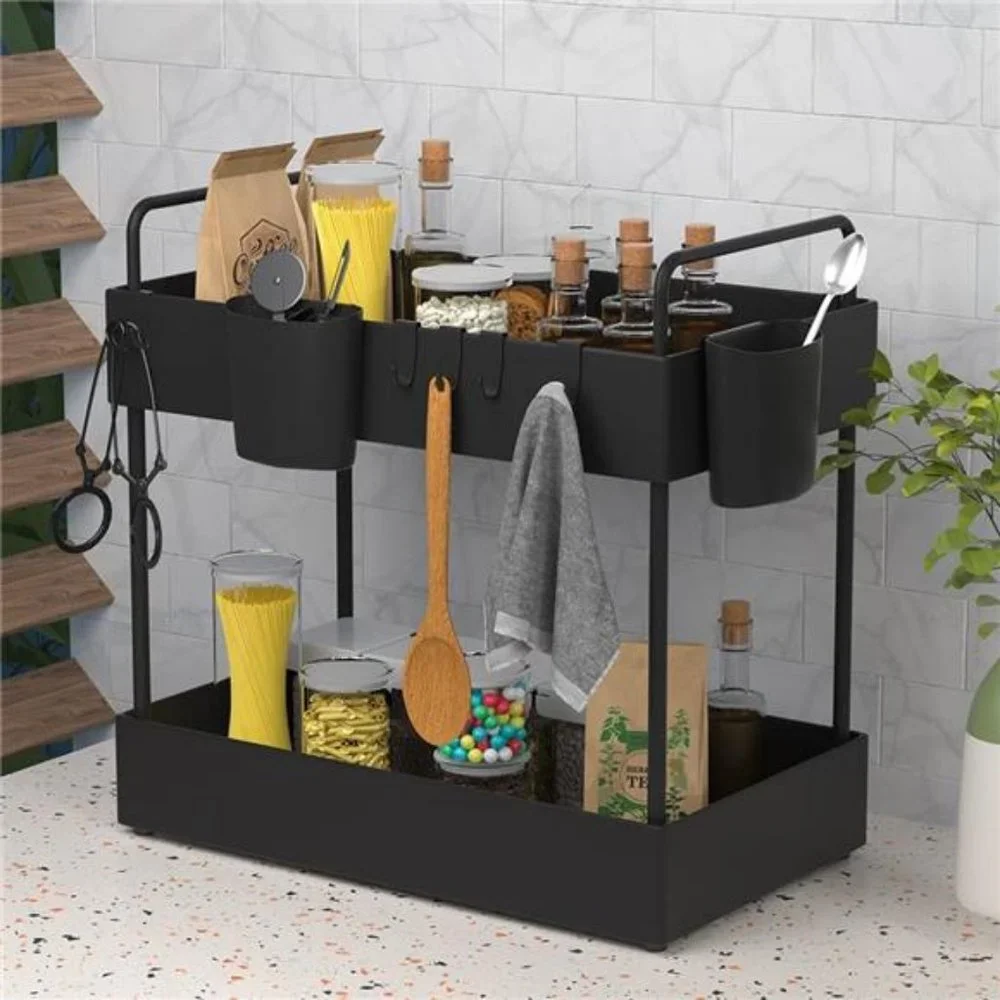 Under Sink Organizer, 2 Tier Bathroom Sink Storage Under Cabinet Organizer